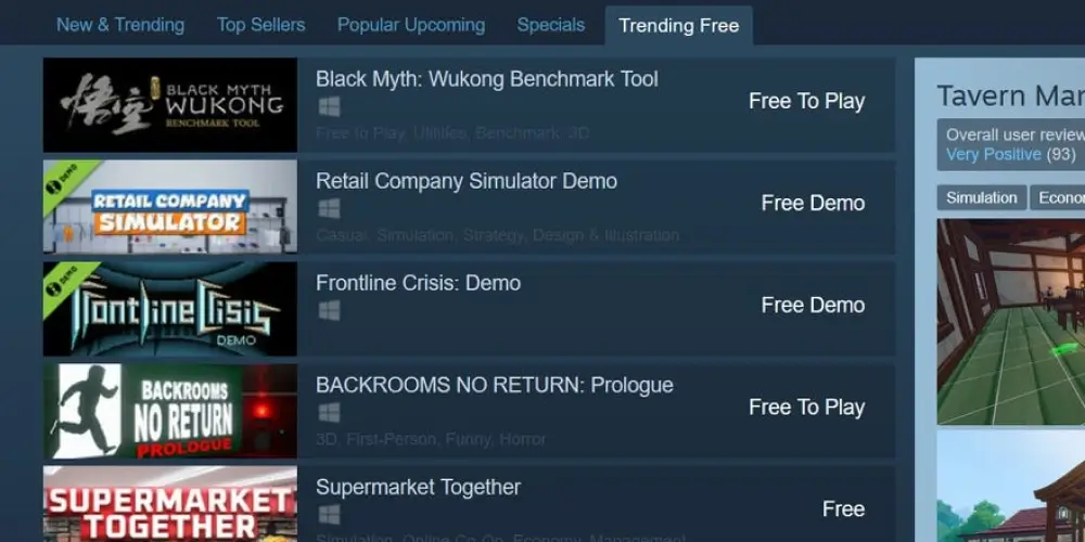 Steam’s New Trending Free Tab: A Game Changer for Free Demos and Games?